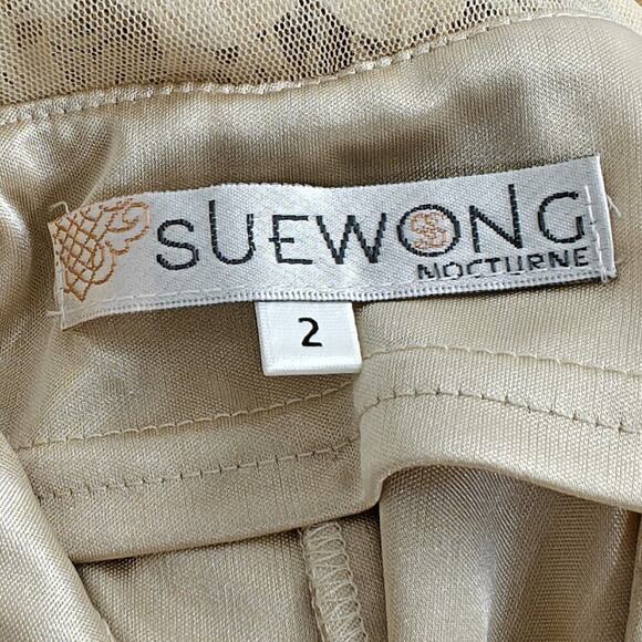 Sue Wong Nocturne Soutache Lace Cocktail Dress Size 2 Ivory Sheer Lined Wedding - Picture 11 of 14